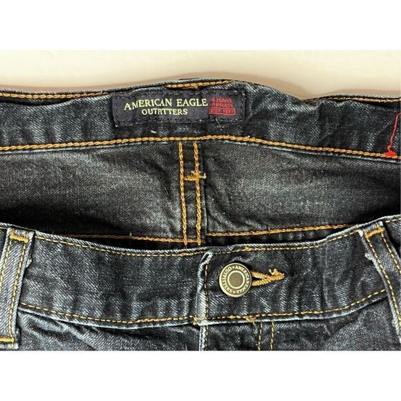 American‎ Eagle Bootcut Wide Leg Pocket Embroidered Details Blue Jean sz 12 - Picture 2 of 11